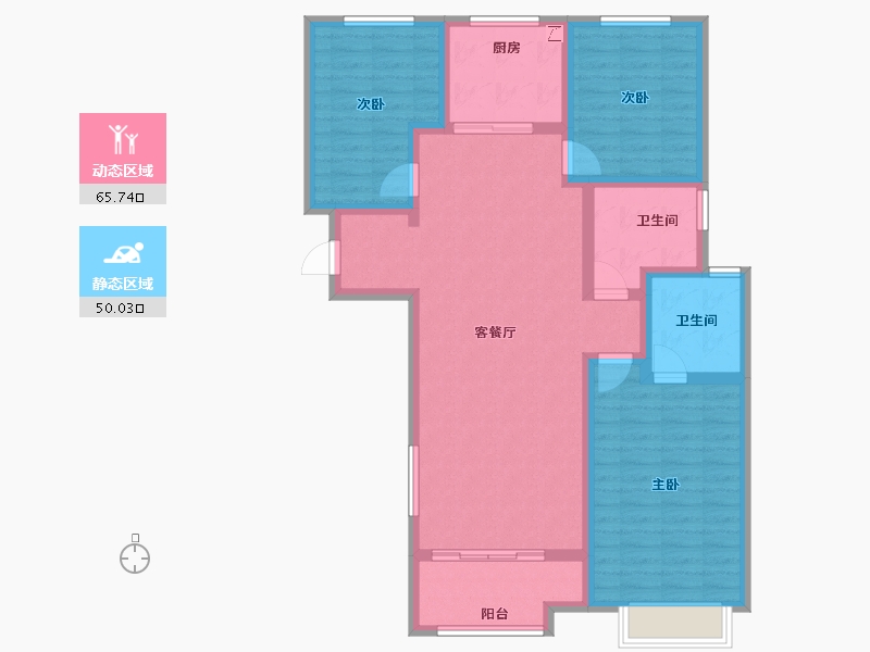 陕西省-西安市-阳光城壹号蔷薇溪谷-103.30-户型库-动静分区