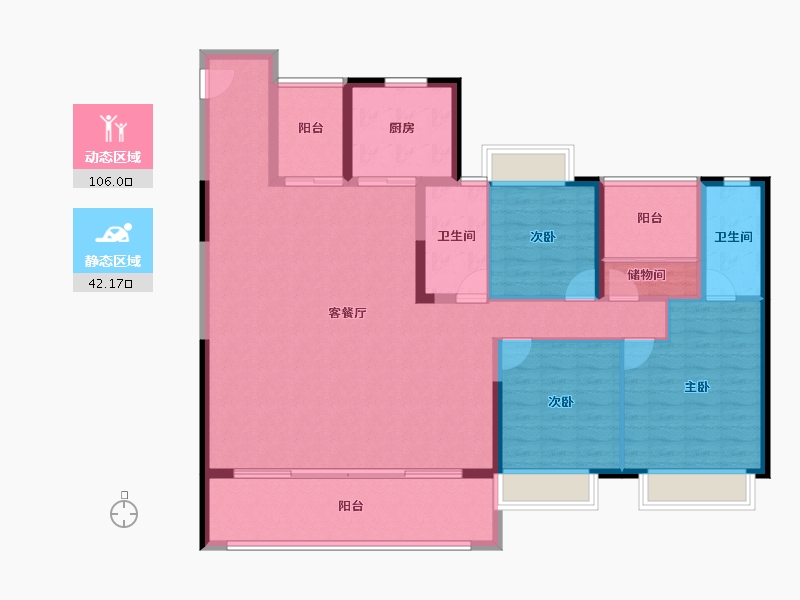 湖南省-长沙市-金地都会风华-134.87-户型库-动静分区