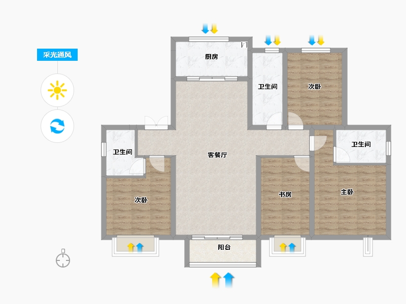 河北省-保定市-香溪名旭·悦居-112.77-户型库-采光通风