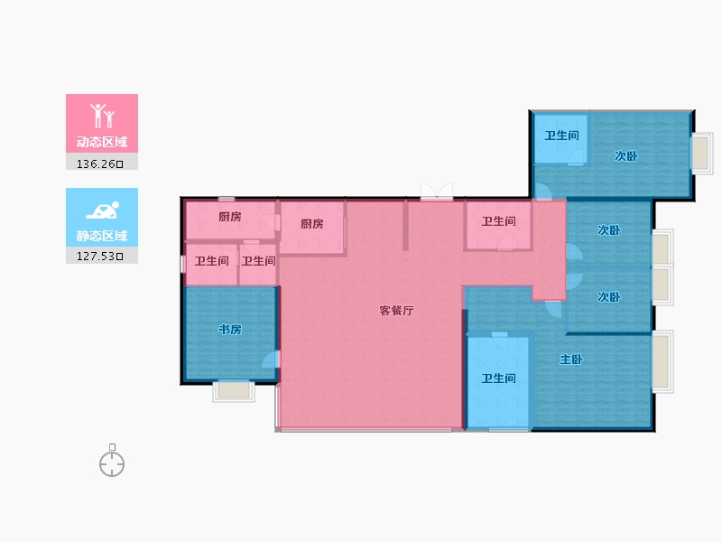 湖北省-武汉市-万达御湖汉印-243.20-户型库-动静分区