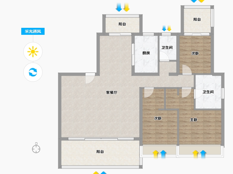 浙江省-温州市-万科·古翠隐秀-116.68-户型库-采光通风