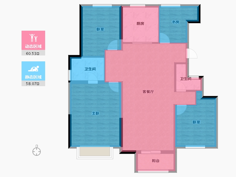 天津-天津市-绿地新里栖湖公馆-107.20-户型库-动静分区