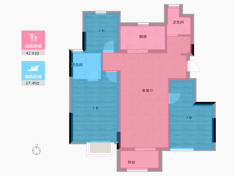 福建省-福州市-龙湖迪鑫九里晴川-71.20-户型库-动静分区