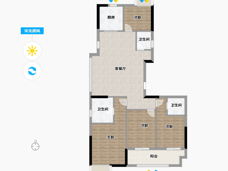 福建省-福州市-海湾润城-113.60-户型库-采光通风