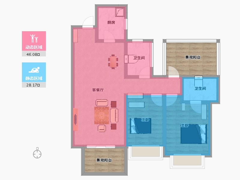 广西壮族自治区-南宁市-旭辉五象臻悦-78.85-户型库-动静分区