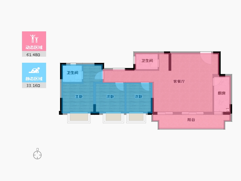 重庆-重庆市-中国南山重庆汽车公园-84.95-户型库-动静分区