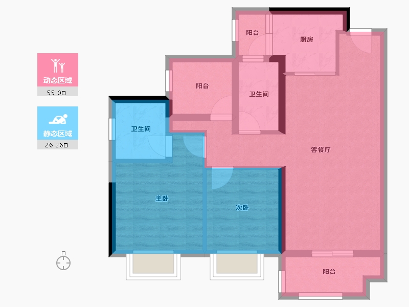 广东省-佛山市-奥园誉峯-71.60-户型库-动静分区