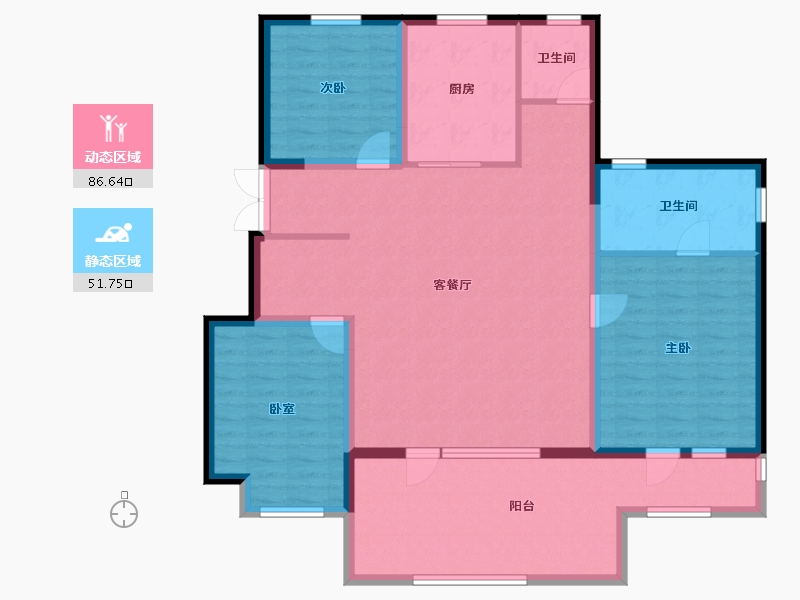 辽宁省-沈阳市-金地樾檀山-125.36-户型库-动静分区