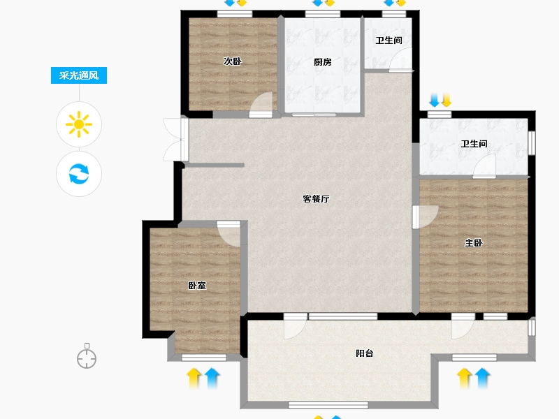 辽宁省-沈阳市-金地樾檀山-125.36-户型库-采光通风