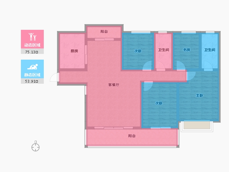 广东省-江门市-碧桂园·翡翠城-114.40-户型库-动静分区