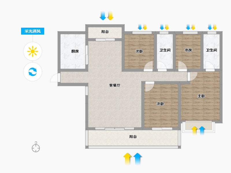 广东省-江门市-碧桂园·翡翠城-114.40-户型库-采光通风