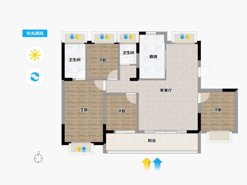 江苏省-镇江市-融创·京源里-114.00-户型库-采光通风