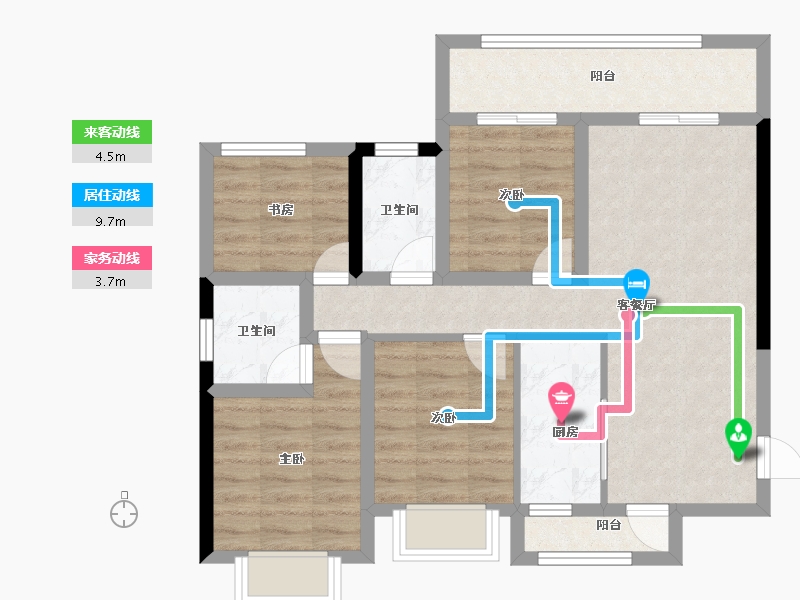 广西壮族自治区-南宁市-金源花语郡-76.12-户型库-动静线