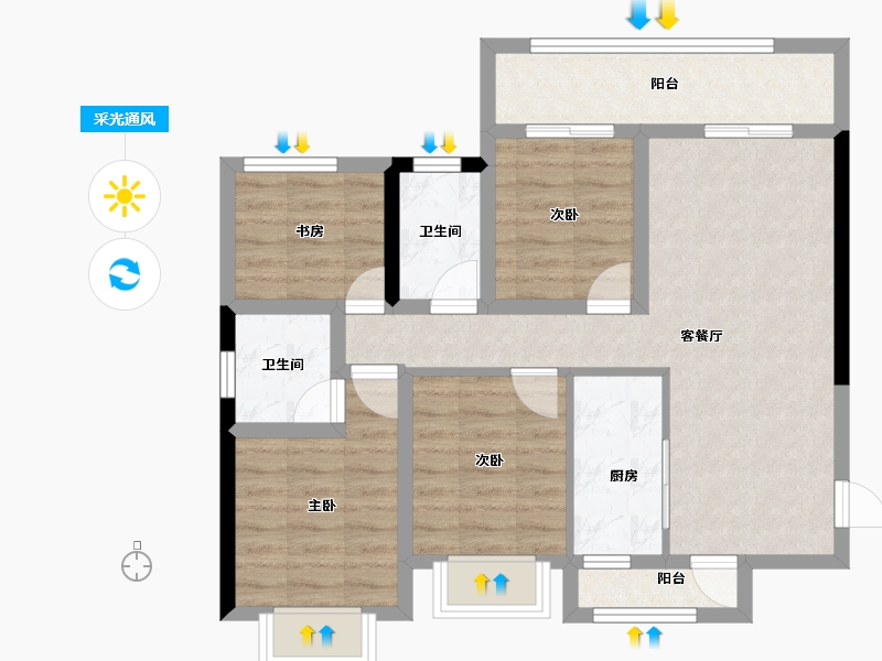 广西壮族自治区-南宁市-金源花语郡-76.12-户型库-采光通风