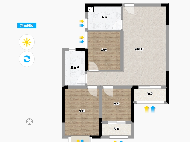 湖北省-武汉市-美联城观-69.42-户型库-采光通风