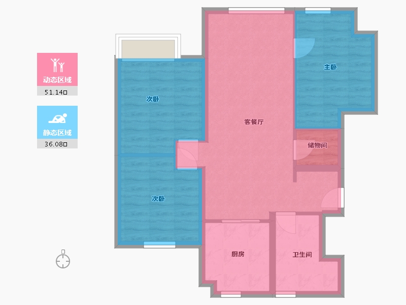 辽宁省-大连市-龙湖金湾天钜-71.00-户型库-动静分区