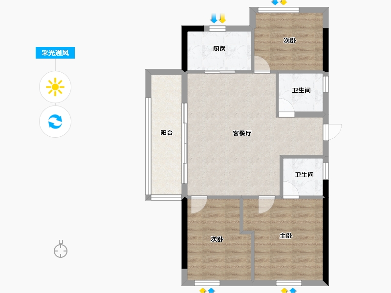 福建省-福州市-保利阅江台-71.20-户型库-采光通风