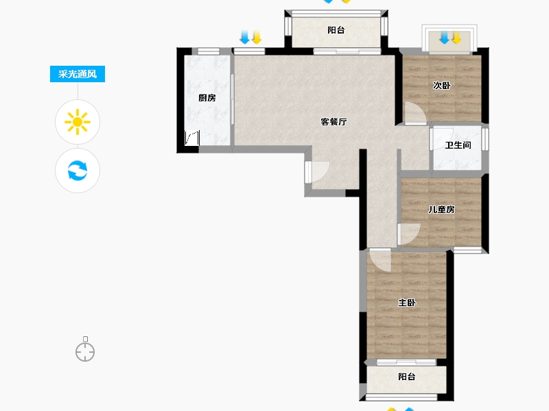 湖北省-武汉市-美联城观-70.06-户型库-采光通风