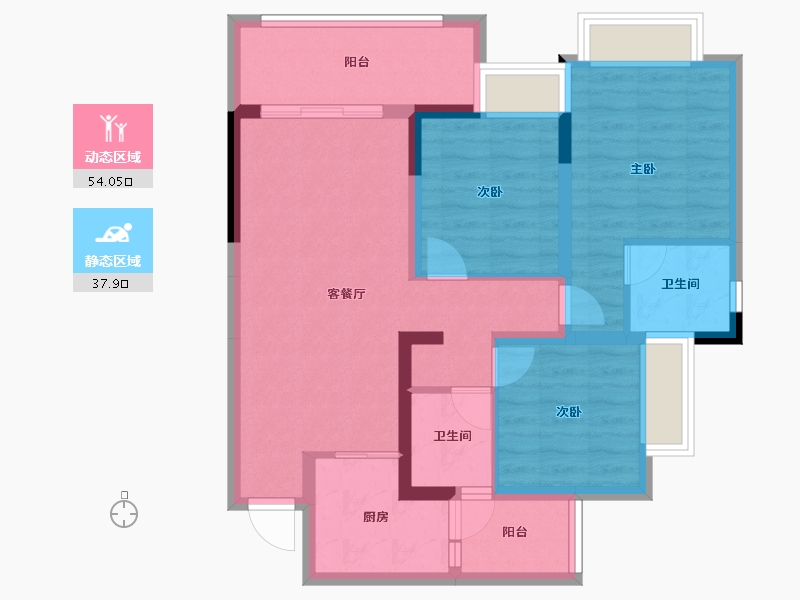 重庆-重庆市-北京城建龙樾生态城-81.01-户型库-动静分区