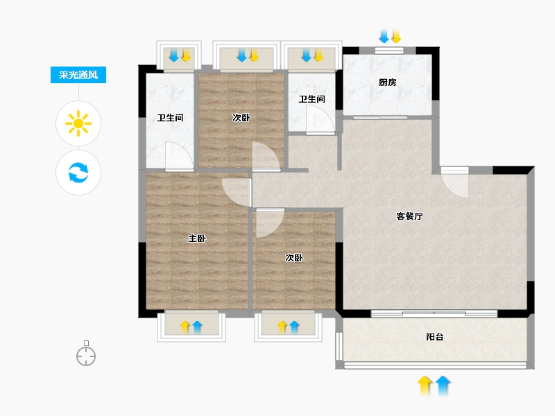 江苏省-镇江市-融创·京源里-103.00-户型库-采光通风