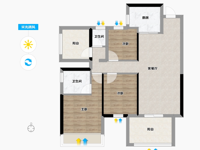 广西壮族自治区-南宁市-中建邕和府-75.41-户型库-采光通风