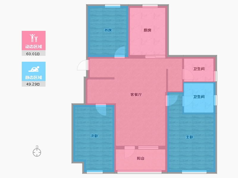 辽宁省-沈阳市-金地樾檀山-97.62-户型库-动静分区