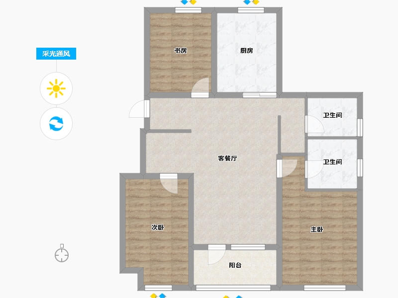 辽宁省-沈阳市-金地樾檀山-97.62-户型库-采光通风