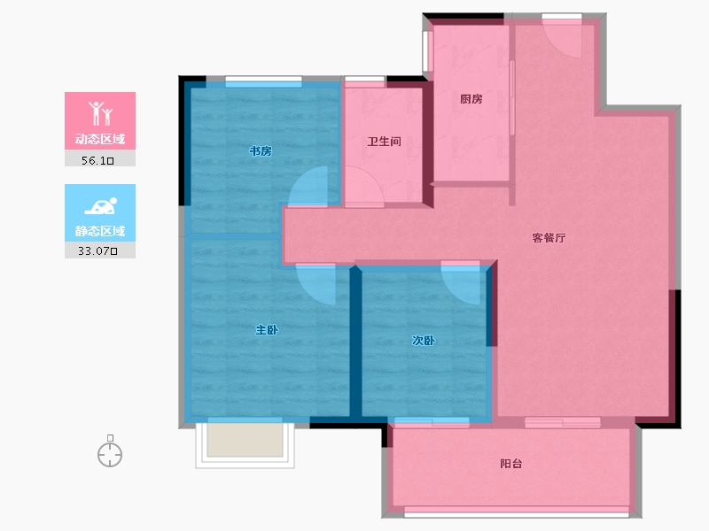 江苏省-镇江市-美的·悦岚山-80.00-户型库-动静分区