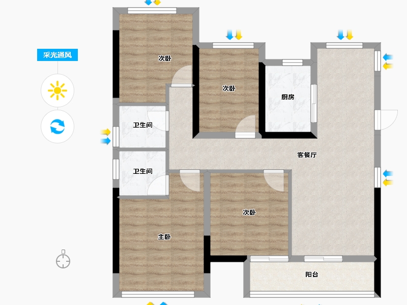 福建省-福州市-保利阅江台-91.99-户型库-采光通风