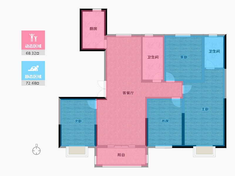 陕西省-咸阳市-城投时代-126.54-户型库-动静分区