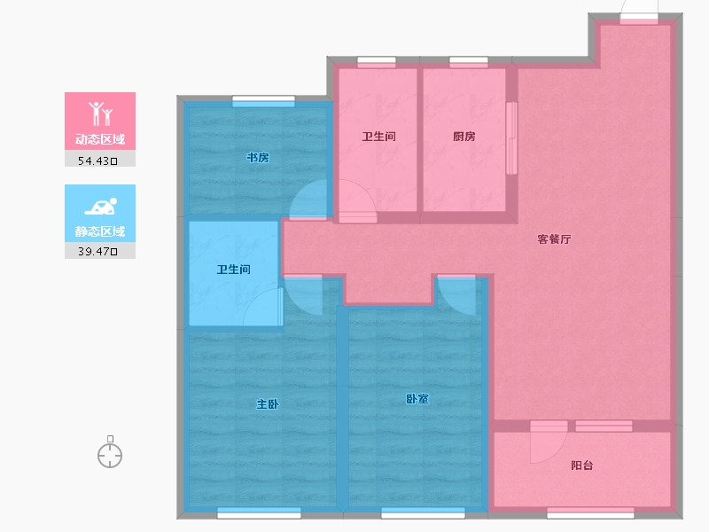 辽宁省-沈阳市-金地樾檀山-83.38-户型库-动静分区