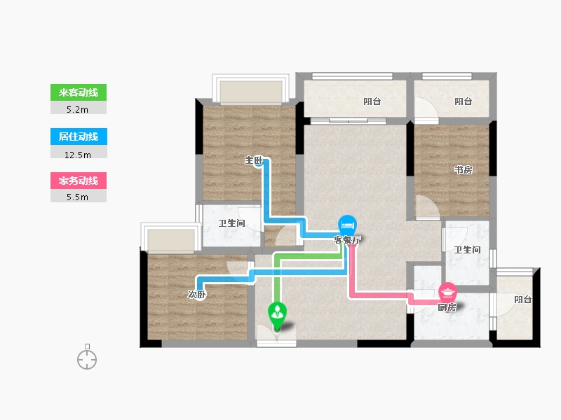 重庆-重庆市-北京城建龙樾生态城-86.40-户型库-动静线