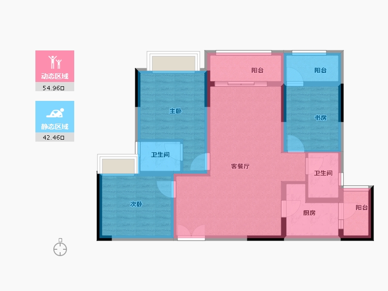 重庆-重庆市-北京城建龙樾生态城-86.40-户型库-动静分区