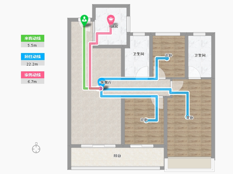 浙江省-温州市-万科·古翠隐秀-94.40-户型库-动静线