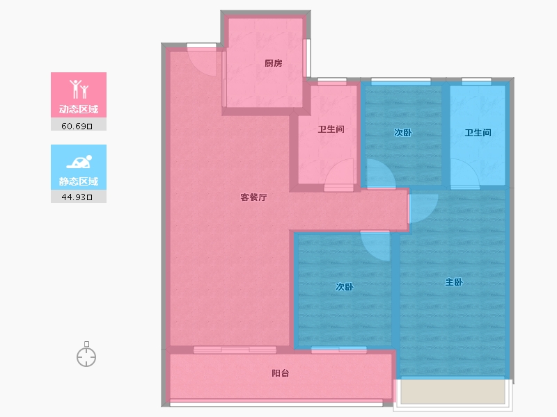 浙江省-温州市-万科·古翠隐秀-94.40-户型库-动静分区