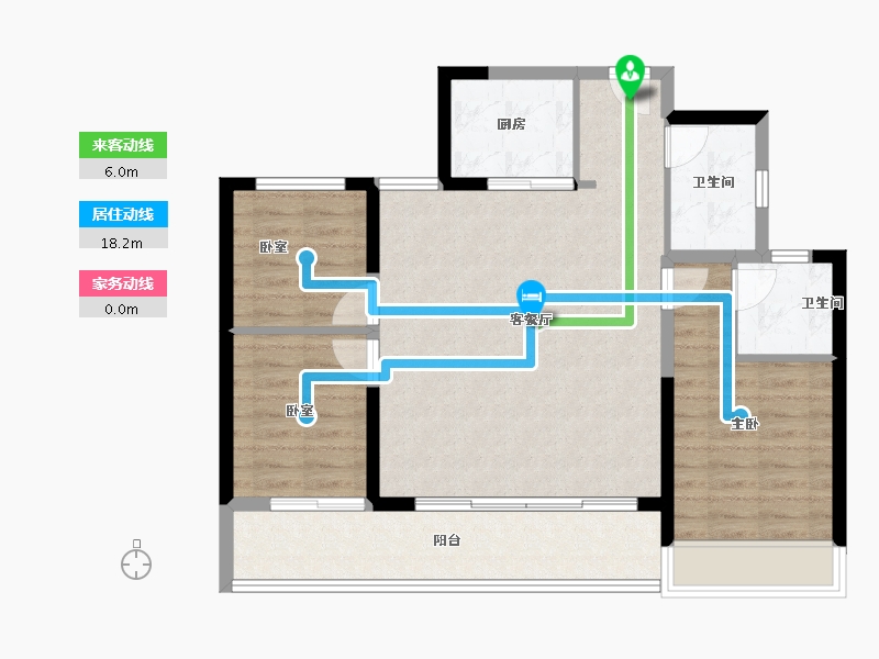 浙江省-温州市-美的君兰锦绣-86.51-户型库-动静线