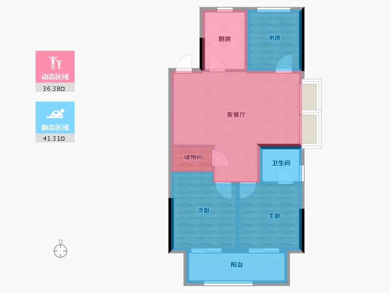 浙江省-宁波市-世外旭辉城一期-69.58-户型库-动静分区