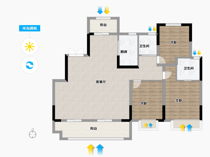 江苏省-盐城市-国投欧亚·璟宸-115.20-户型库-采光通风