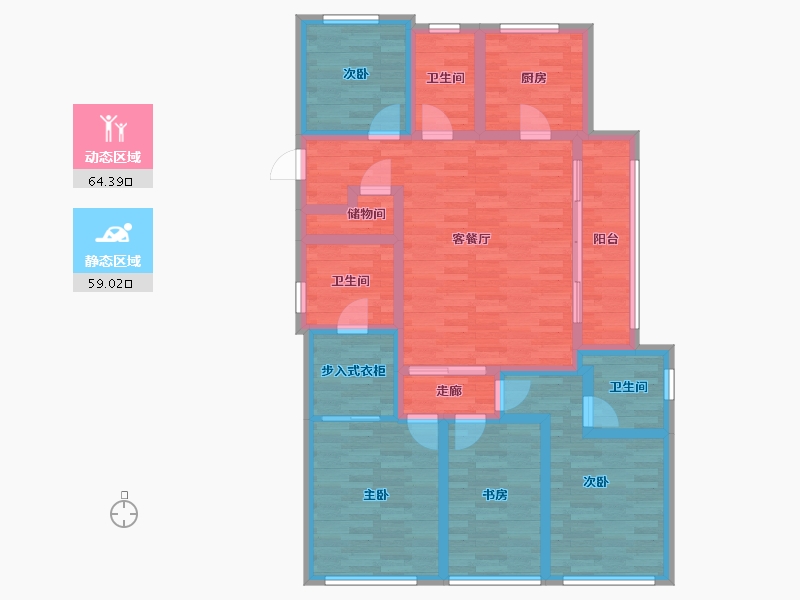 浙江省-杭州市-滨江君品名邸-124.00-户型库-动静分区