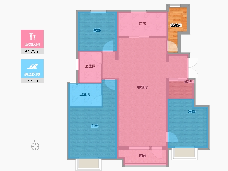 河北省-石家庄市-万科翡翠四季-102.40-户型库-动静分区