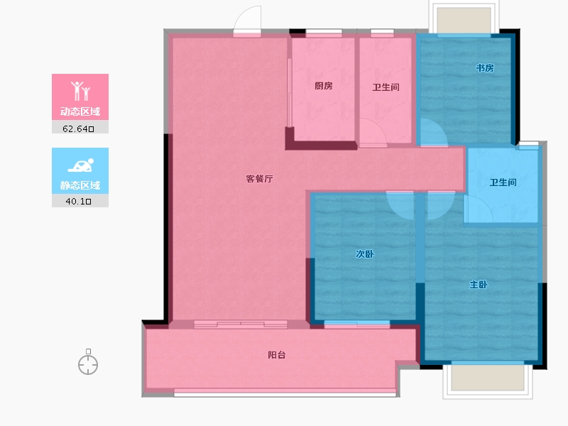 湖南省-长沙市-长房岭秀时代-92.67-户型库-动静分区