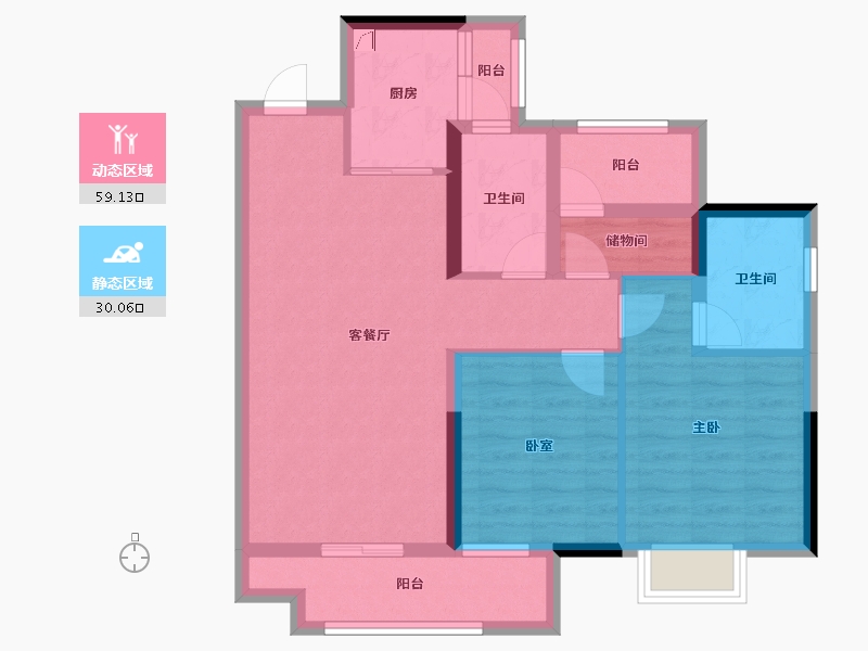 广东省-佛山市-金科卓越集美江湾-78.54-户型库-动静分区