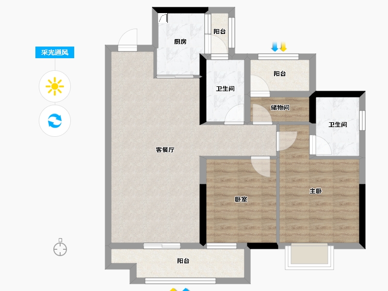 广东省-佛山市-金科卓越集美江湾-78.54-户型库-采光通风