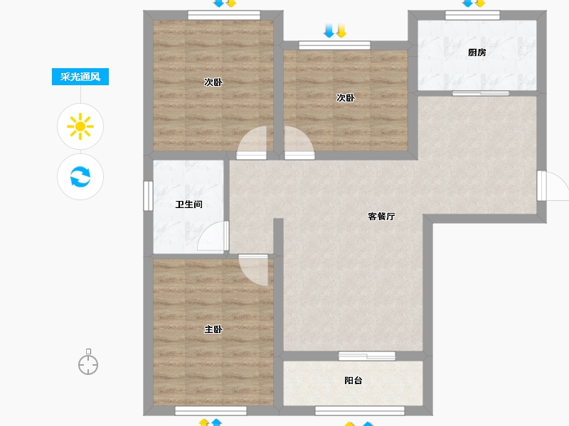 河北省-廊坊市-衡际城锦绣荣府-80.09-户型库-采光通风