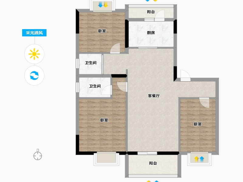 江苏省-南京市-碧桂园泊云间-100.00-户型库-采光通风