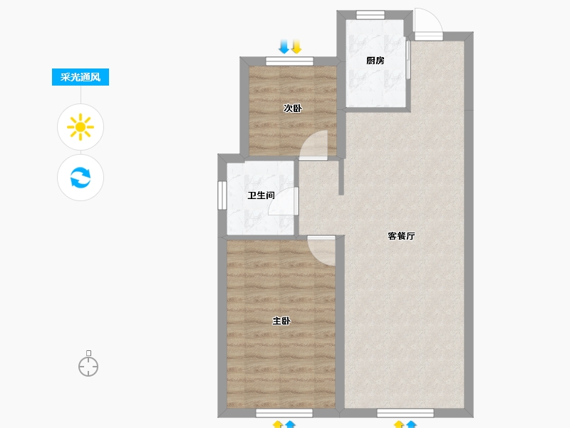 辽宁省-沈阳市-中瑞府-62.67-户型库-采光通风