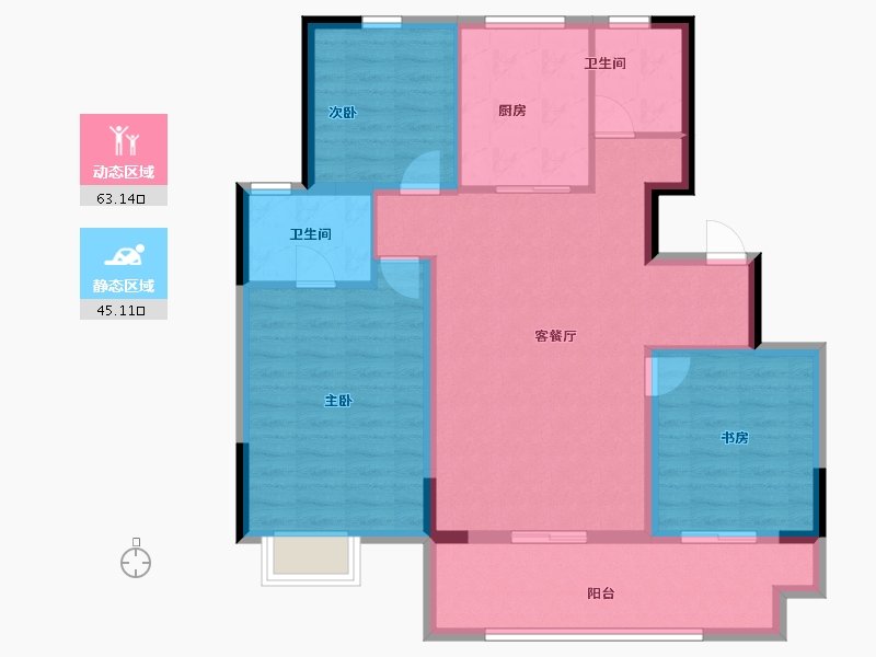 江苏省-盐城市-国投欧亚·璟宸-97.60-户型库-动静分区