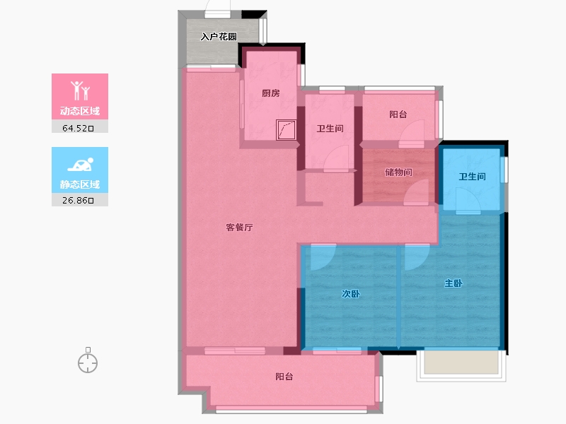 广东省-肇庆市-世茂·滨江壹号-85.18-户型库-动静分区