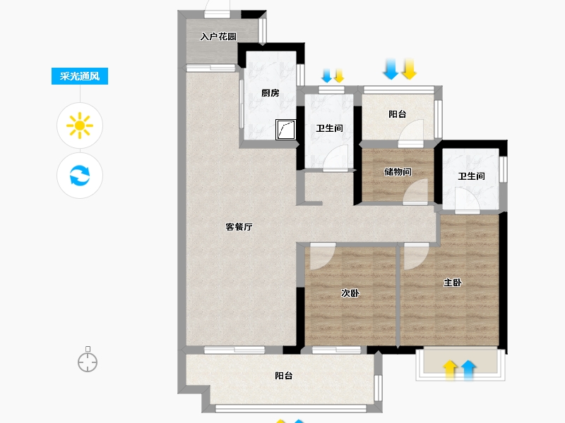 广东省-肇庆市-世茂·滨江壹号-85.18-户型库-采光通风