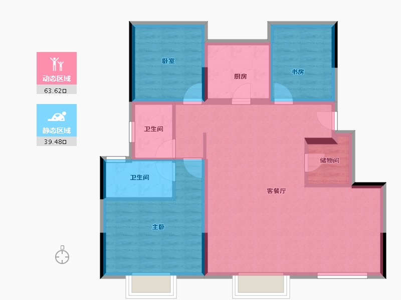 天津-天津市-碧桂园中骏天寰-92.80-户型库-动静分区